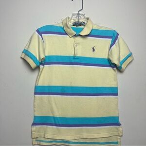 VTG Polo By Ralph Lauren Shirt Youth Medium USA Cotton 80's Yellow Striped